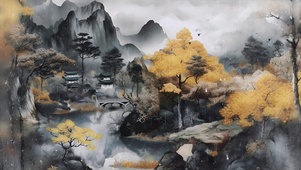 黑金古风山水