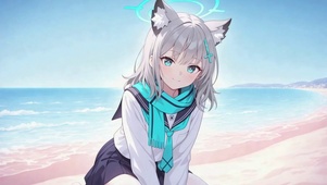 蔚蓝海边美少女