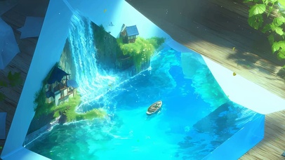 护眼绿景河流带鱼屏