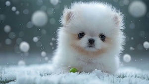 雪天萌宠小狗