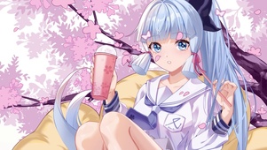 绫华喜茶壁纸版-画师：萳七