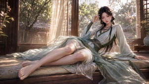 古风清雅窗边汉服美人