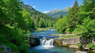 护眼河边绿色山水