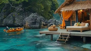 护眼绿景树木带鱼屏