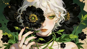 黑色花朵女孩