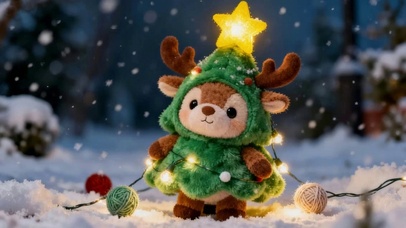 可爱的圣诞树驯鹿