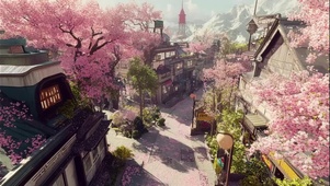 春日绚烂午后阳光街景