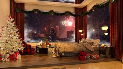 都市雪天新年圣诞夜