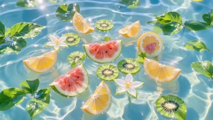 清透水面缤纷果切