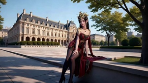 宫殿广场大树旁休憩的美杜莎女王