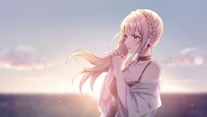 夕阳下女孩
