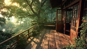 静谧阳光森林小屋