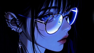 赛博蓝调眼镜二次元美少女