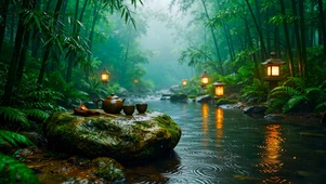 竹林雨景