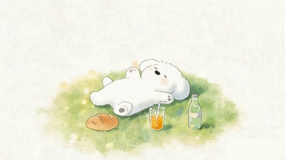 草地上悠闲午睡的小狗