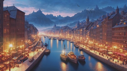 大气磅礴中世纪古城港口