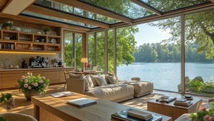 舒适阳光湖景客厅