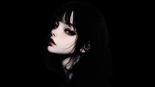 暗黑少女-侧脸黑白特写