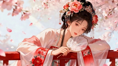 樱花树下古风美少女