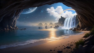 星球河流瀑布景色