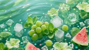 水面的葡萄