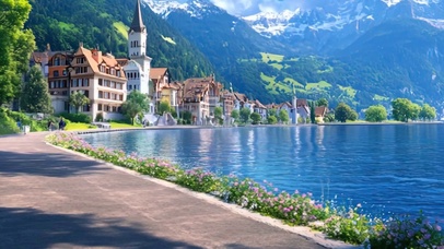 护眼白云树木花草树木带鱼屏