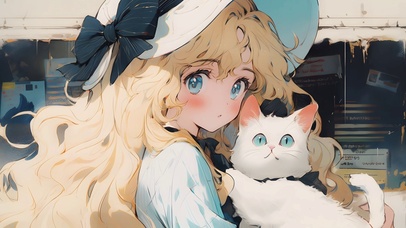 复古漫画-白猫女孩