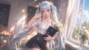 阳光教室银发二次元美少女