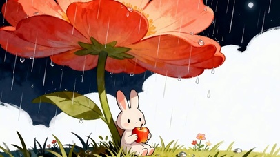 雨天拿着苹果