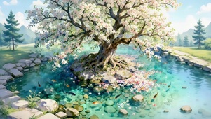 唯美的樱花树下