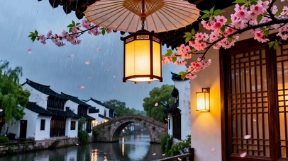 雨天树木