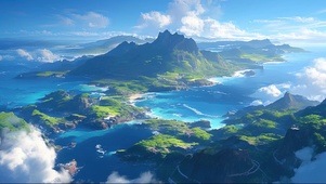 云端俯瞰大海群岛
