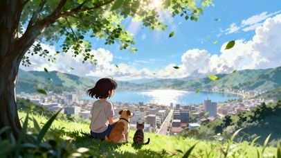 女孩与猫