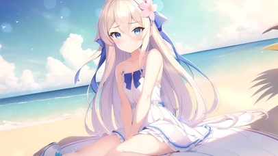 可爱沙滩连衣裙少女
