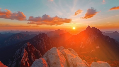 落日山石群峰
