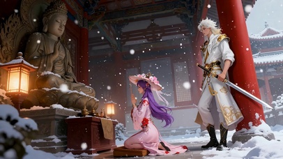 佛殿祈祷李白王昭君