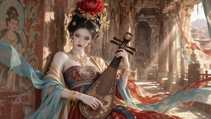 古风敦煌持琵琶美人