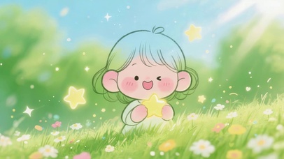 简笔画春天女孩