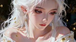 纯欲白发古风香肩少女美人