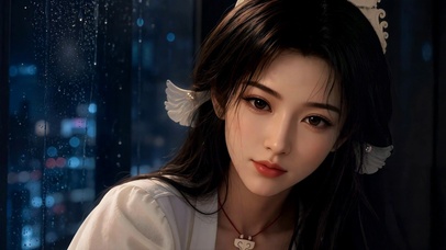 窗边白衣少女宋玉