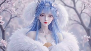 气质唯美国风蓝发美女
