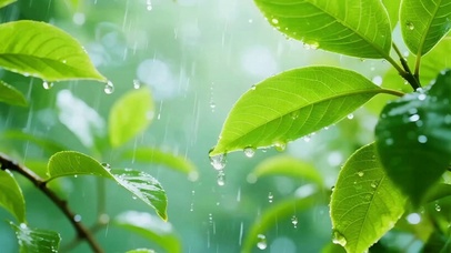 雨中的绿叶