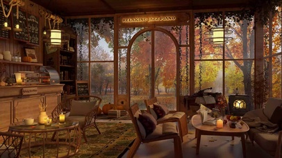 秋季雨天咖啡厅