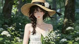 林间草帽女孩