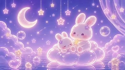 梦幻梦境花园中的小兔子