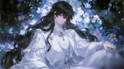 花丛中的白衣少年