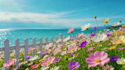 湖岸花海