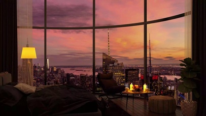 纽约日落舒适的公寓