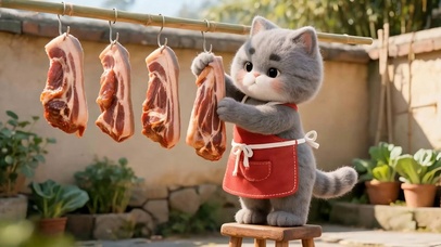 吊肉猫咪