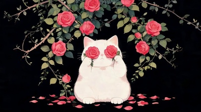 可爱鲜花猫咪